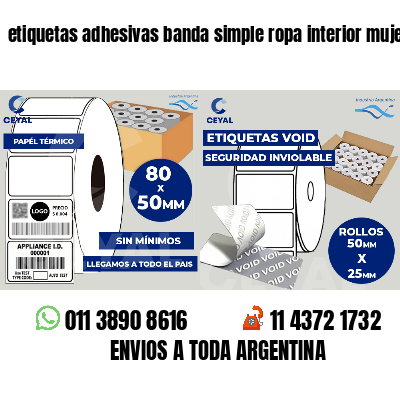 etiquetas adhesivas banda simple ropa interior mujer