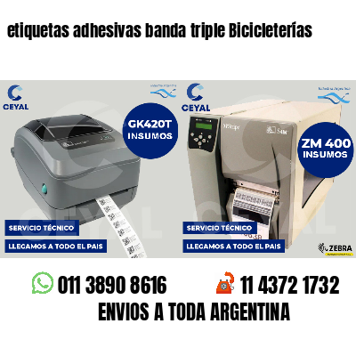 etiquetas adhesivas banda triple Bicicleterías