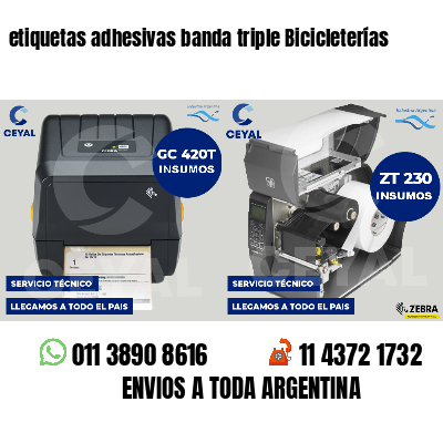 etiquetas adhesivas banda triple Bicicleterías