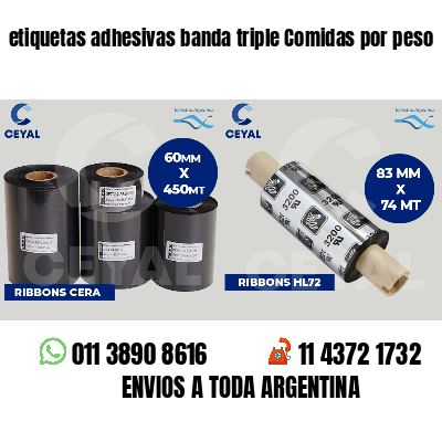 etiquetas adhesivas banda triple Comidas por peso