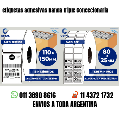 etiquetas adhesivas banda triple Concecionaria