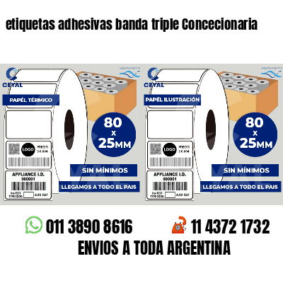 etiquetas adhesivas banda triple Concecionaria