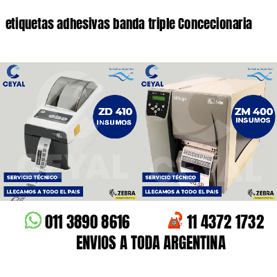 etiquetas adhesivas banda triple Concecionaria