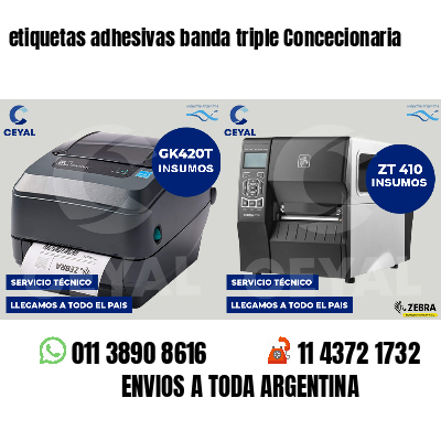 etiquetas adhesivas banda triple Concecionaria