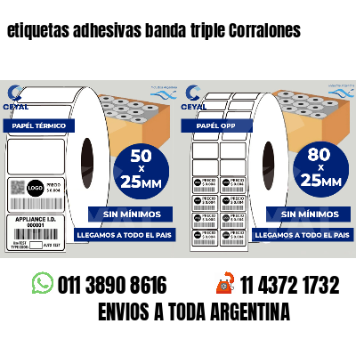 etiquetas adhesivas banda triple Corralones
