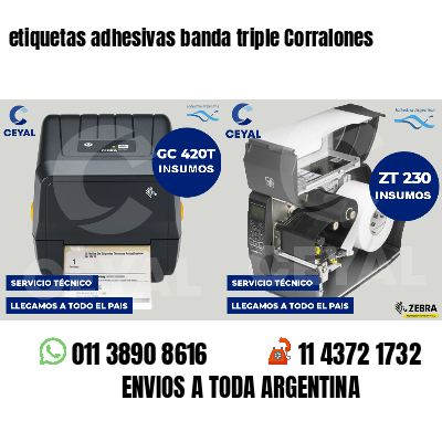etiquetas adhesivas banda triple Corralones