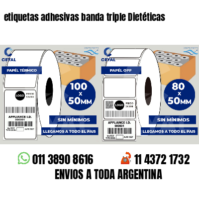etiquetas adhesivas banda triple Dietéticas