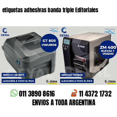etiquetas adhesivas banda triple Editoriales