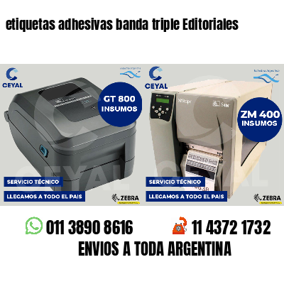 etiquetas adhesivas banda triple Editoriales