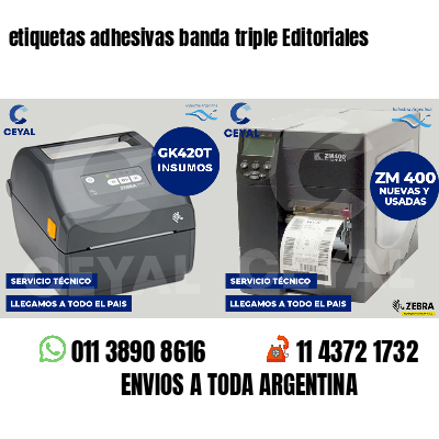 etiquetas adhesivas banda triple Editoriales