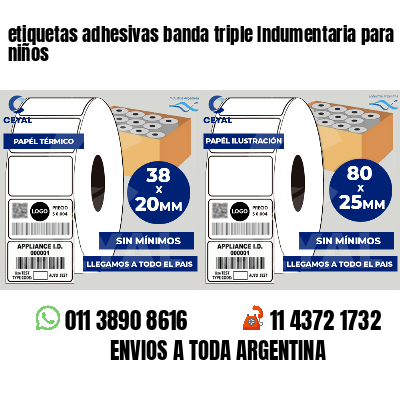 etiquetas adhesivas banda triple Indumentaria para niños