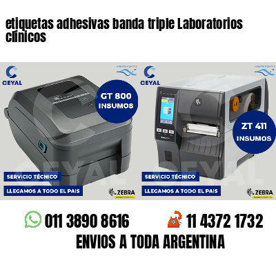 etiquetas adhesivas banda triple Laboratorios clínicos
