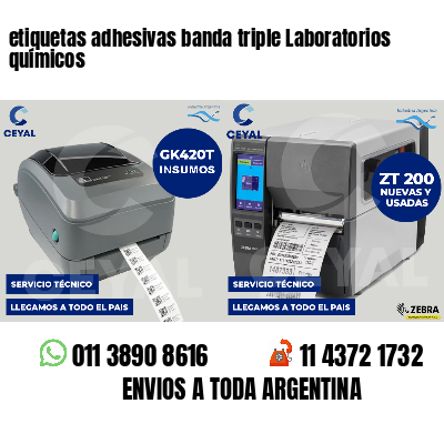 etiquetas adhesivas banda triple Laboratorios químicos
