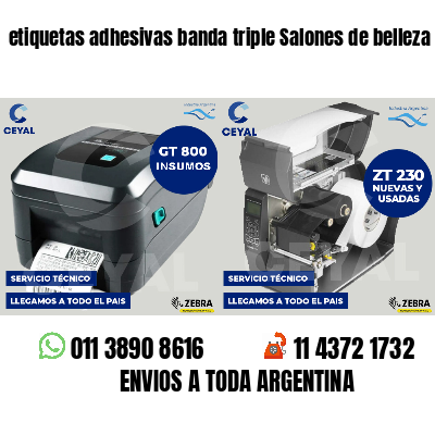 etiquetas adhesivas banda triple Salones de belleza