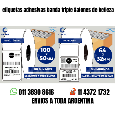 etiquetas adhesivas banda triple Salones de belleza