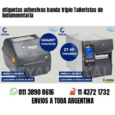 etiquetas adhesivas banda triple Talleristas de indumnentaria