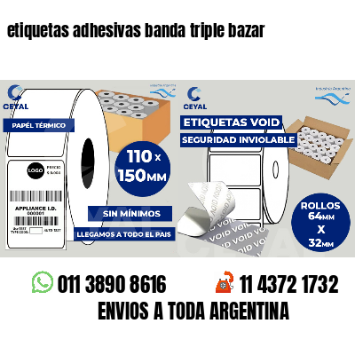 etiquetas adhesivas banda triple bazar