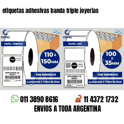 etiquetas adhesivas banda triple joyerias