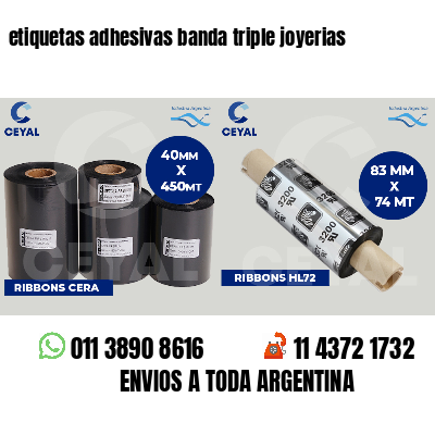 etiquetas adhesivas banda triple joyerias