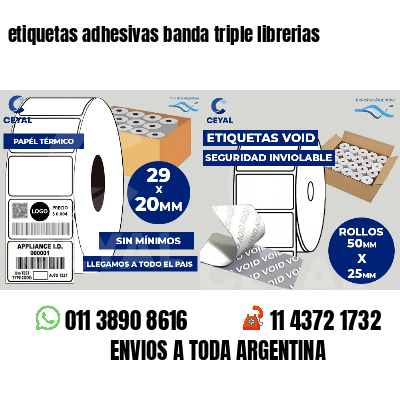 etiquetas adhesivas banda triple librerias