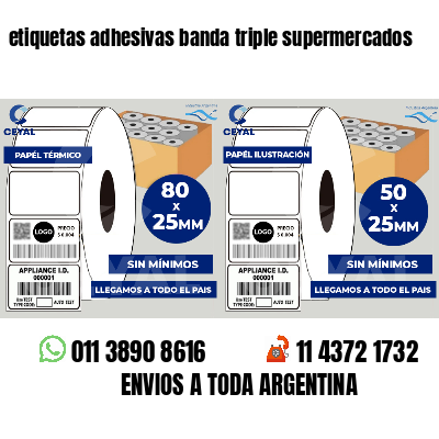 etiquetas adhesivas banda triple supermercados