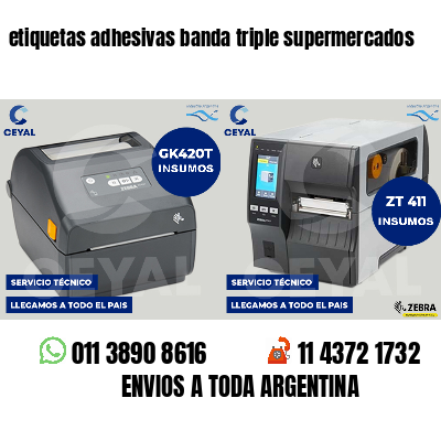 etiquetas adhesivas banda triple supermercados