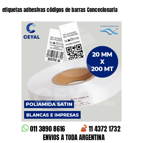 etiquetas adhesivas códigos de barras Concecionaria