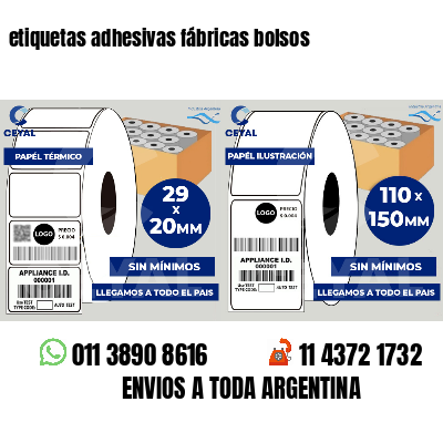 etiquetas adhesivas fábricas bolsos