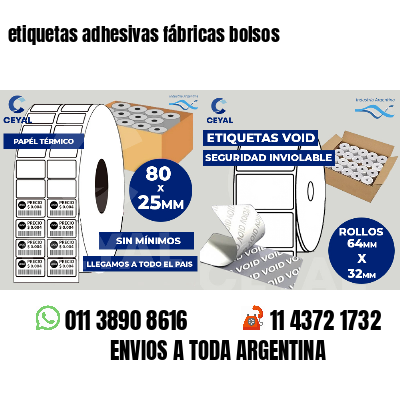 etiquetas adhesivas fábricas bolsos