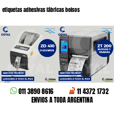 etiquetas adhesivas fábricas bolsos