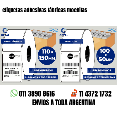 etiquetas adhesivas fábricas mochilas