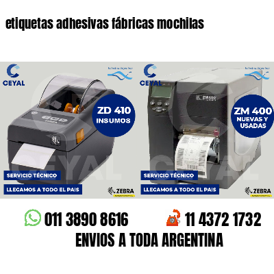 etiquetas adhesivas fábricas mochilas