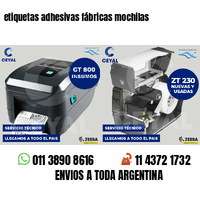 etiquetas adhesivas fábricas mochilas