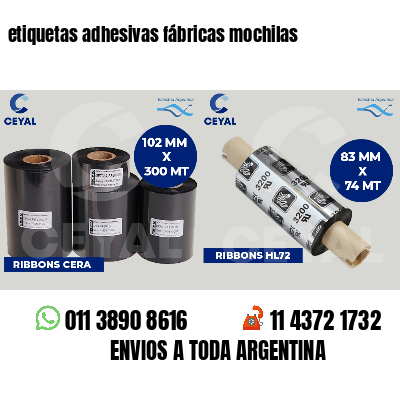 etiquetas adhesivas fábricas mochilas