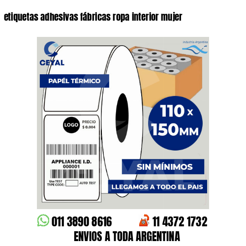 etiquetas adhesivas fábricas ropa interior mujer