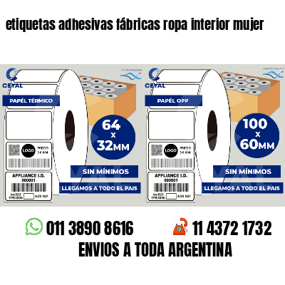 etiquetas adhesivas fábricas ropa interior mujer