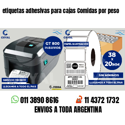etiquetas adhesivas para cajas Comidas por peso