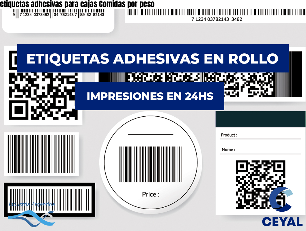etiquetas adhesivas para cajas Comidas por peso
