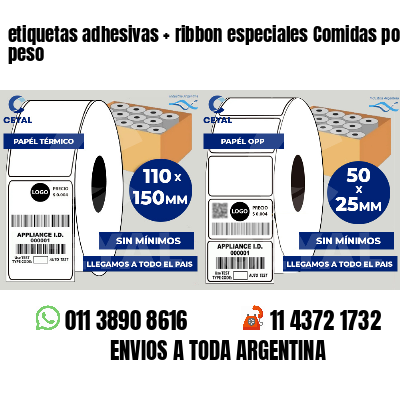 etiquetas adhesivas   ribbon especiales Comidas por peso