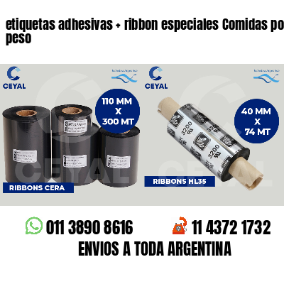 etiquetas adhesivas   ribbon especiales Comidas por peso