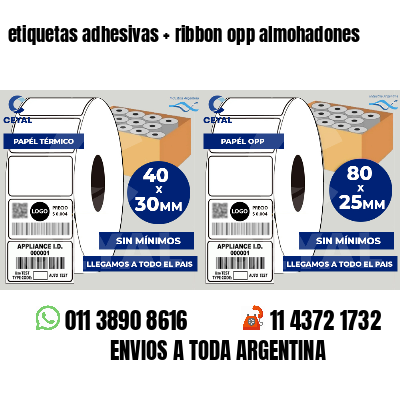 etiquetas adhesivas   ribbon opp almohadones