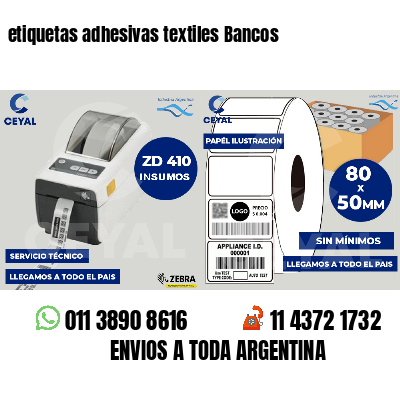 etiquetas adhesivas textiles Bancos