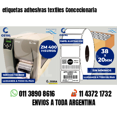 etiquetas adhesivas textiles Concecionaria