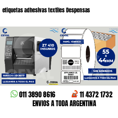 etiquetas adhesivas textiles Despensas