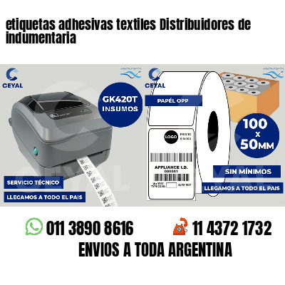 etiquetas adhesivas textiles Distribuidores de indumentaria