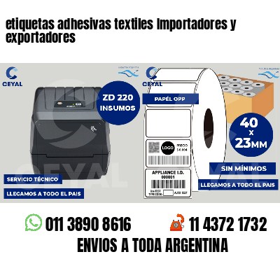 etiquetas adhesivas textiles Importadores y exportadores