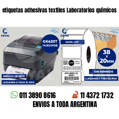 etiquetas adhesivas textiles Laboratorios químicos