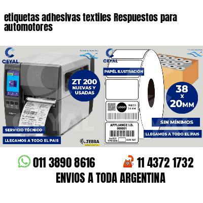 etiquetas adhesivas textiles Respuestos para automotores