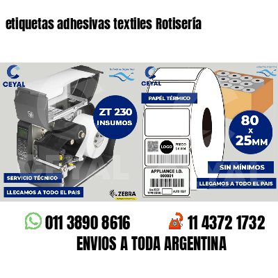 etiquetas adhesivas textiles Rotisería