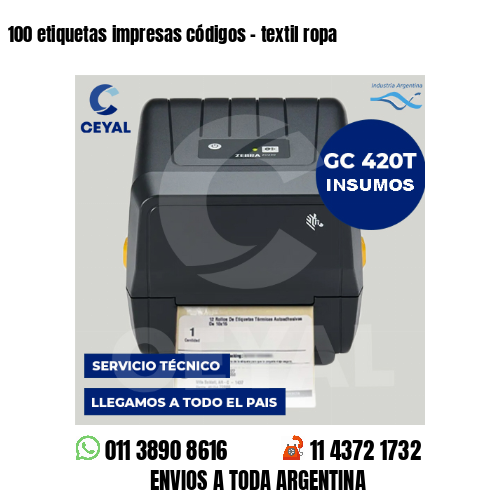 100 etiquetas impresas códigos - textil ropa